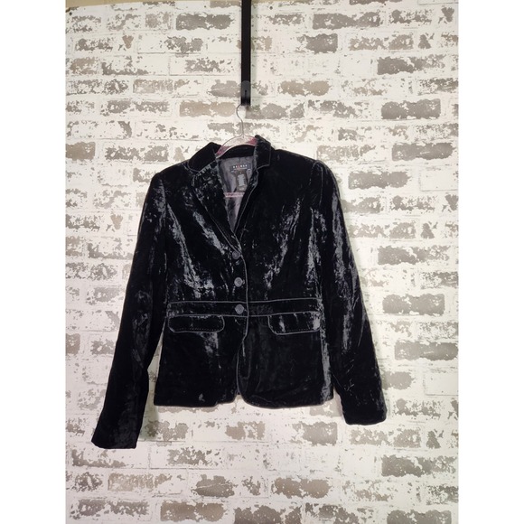 Axcess Jackets & Blazers - Black Crushed Velvet Blazer Size 6 Tailored Romantic Whimsigoth